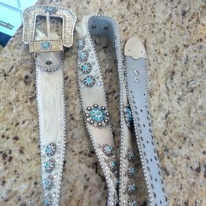 Cow Fur leather belt XL